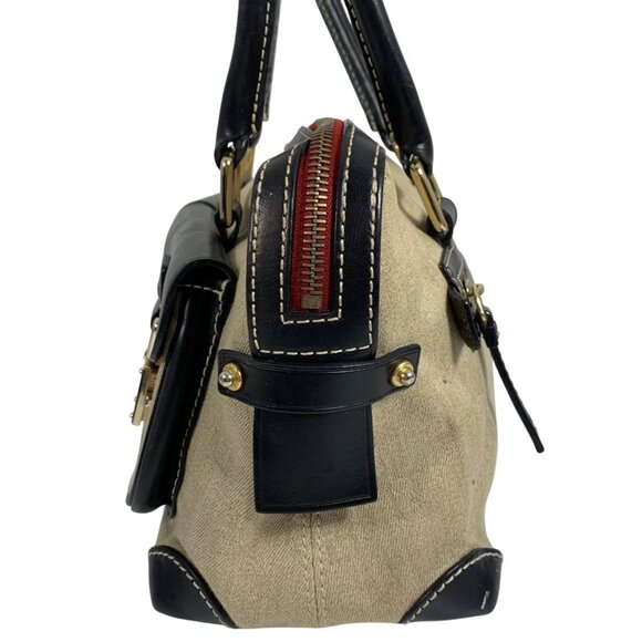 DOONEY BOURKE Monogram Logo Canvas Leather Shoulder Bag Satchel Double Pockets - Picture 2 of 16